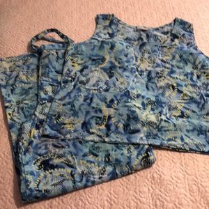 Hawaiian/Batik Tank (M) & Pants (S) set